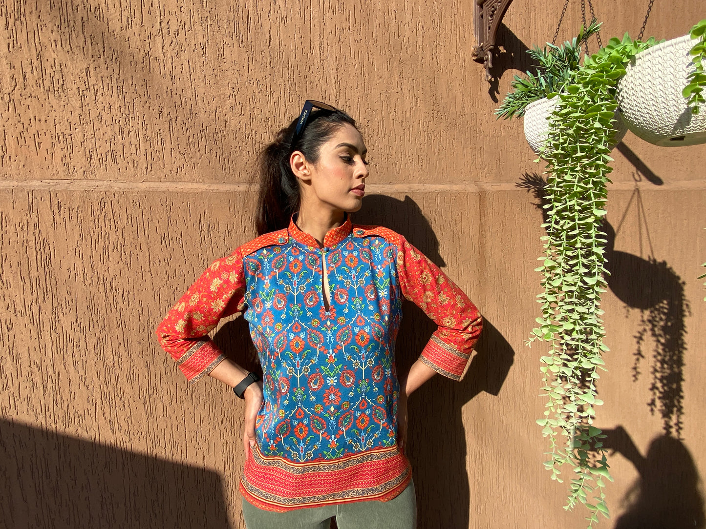 Lantana Shirt. Mix of Boho Printed Cotton