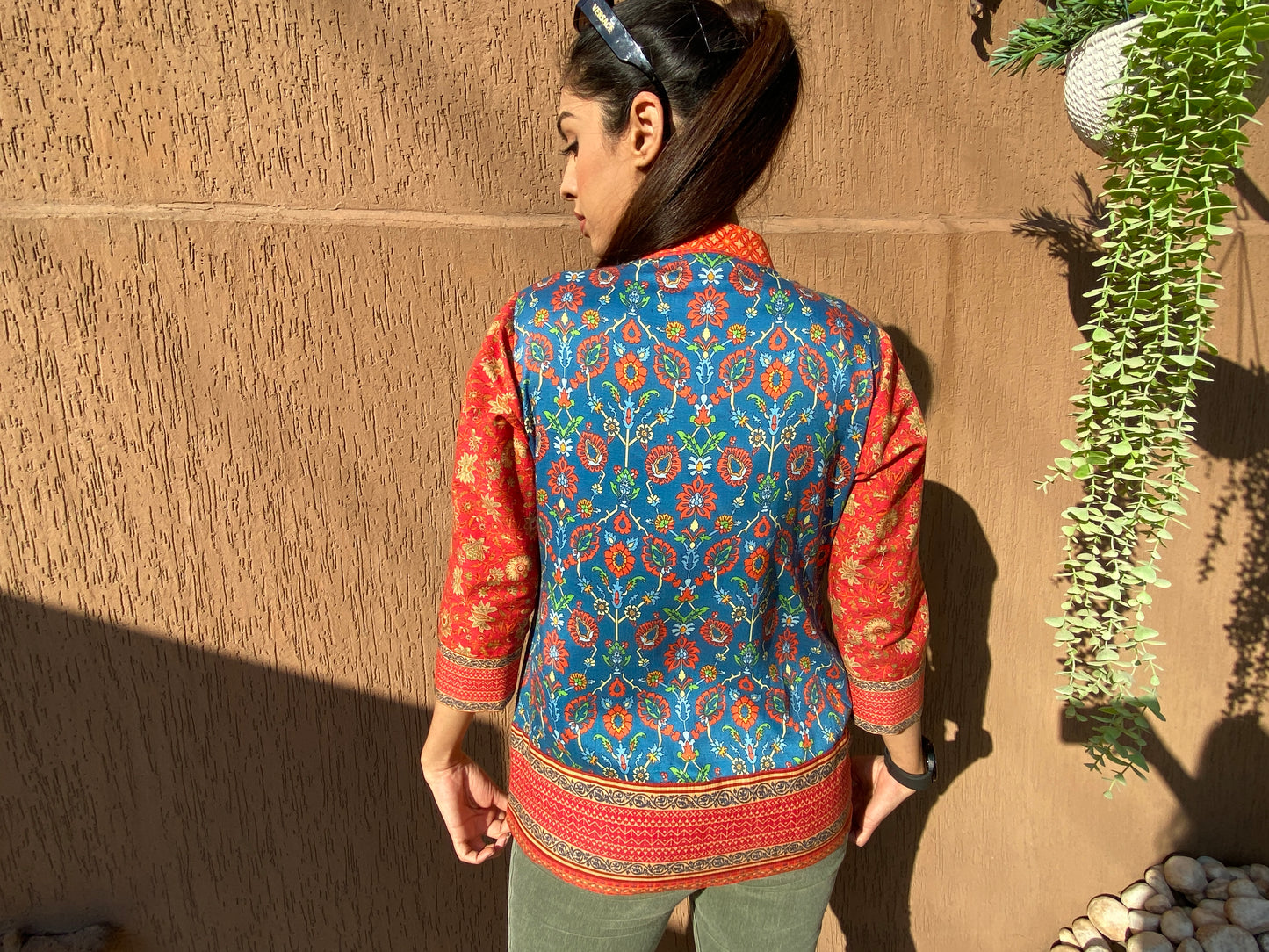 Lantana Shirt. Mix of Boho Printed Cotton