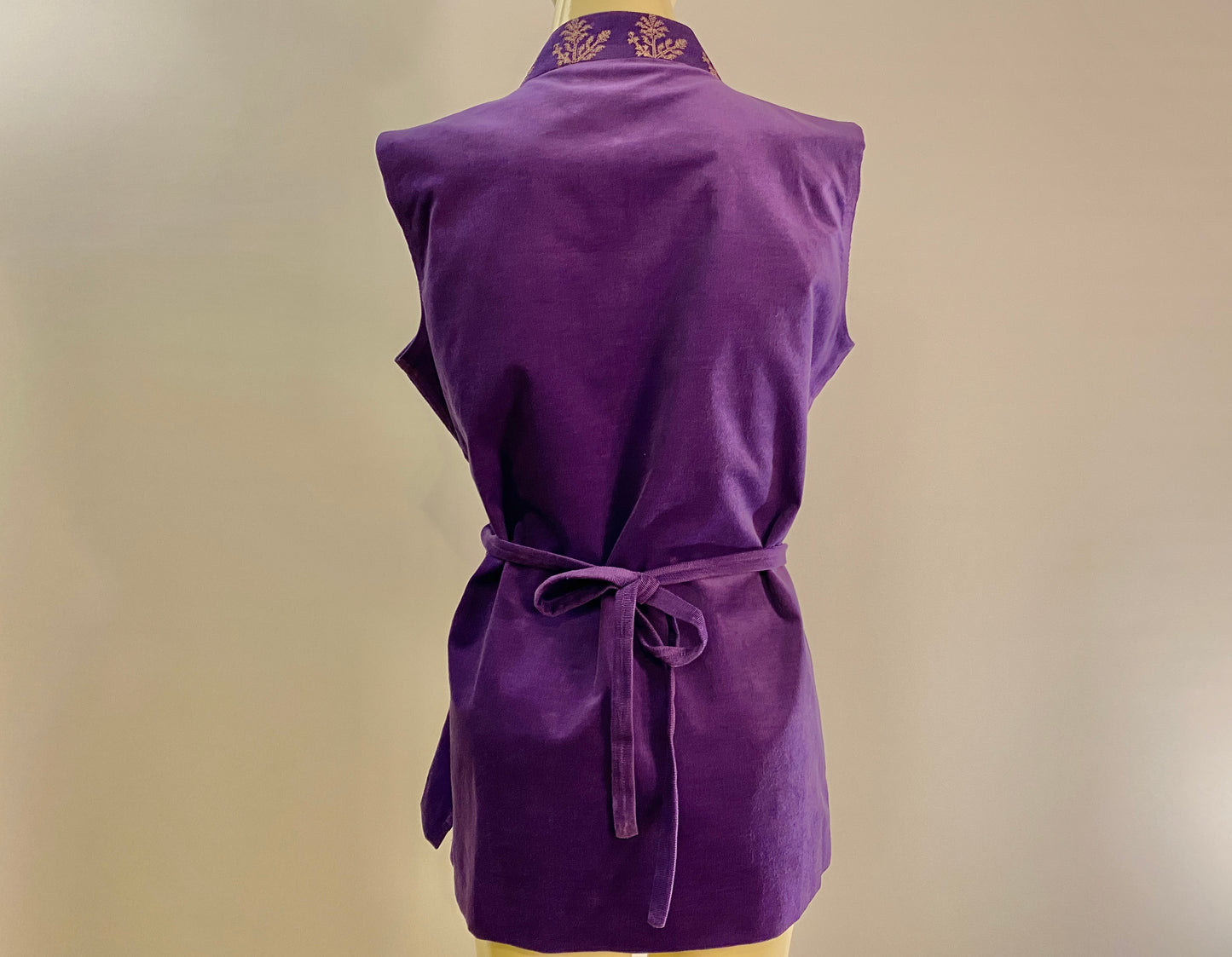 Jasmin Top with Harris Tweed belt and Hand Embroid - Purple