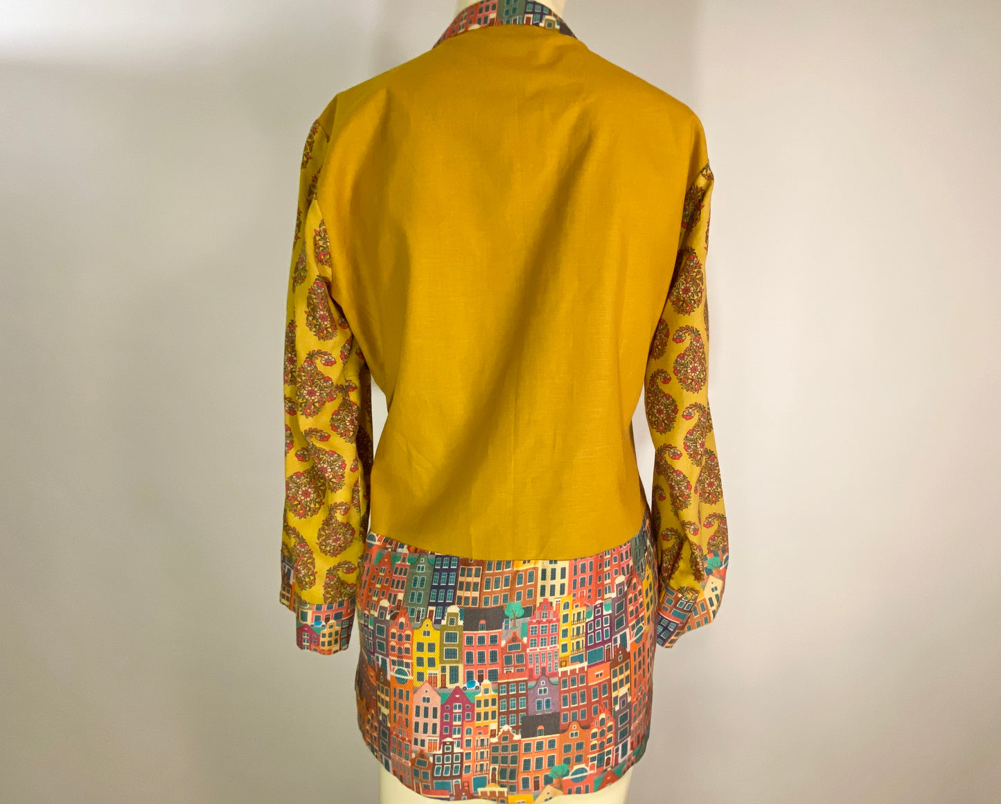 Lantana Shirt. Mix of Boho Printed Cotton in Mustard