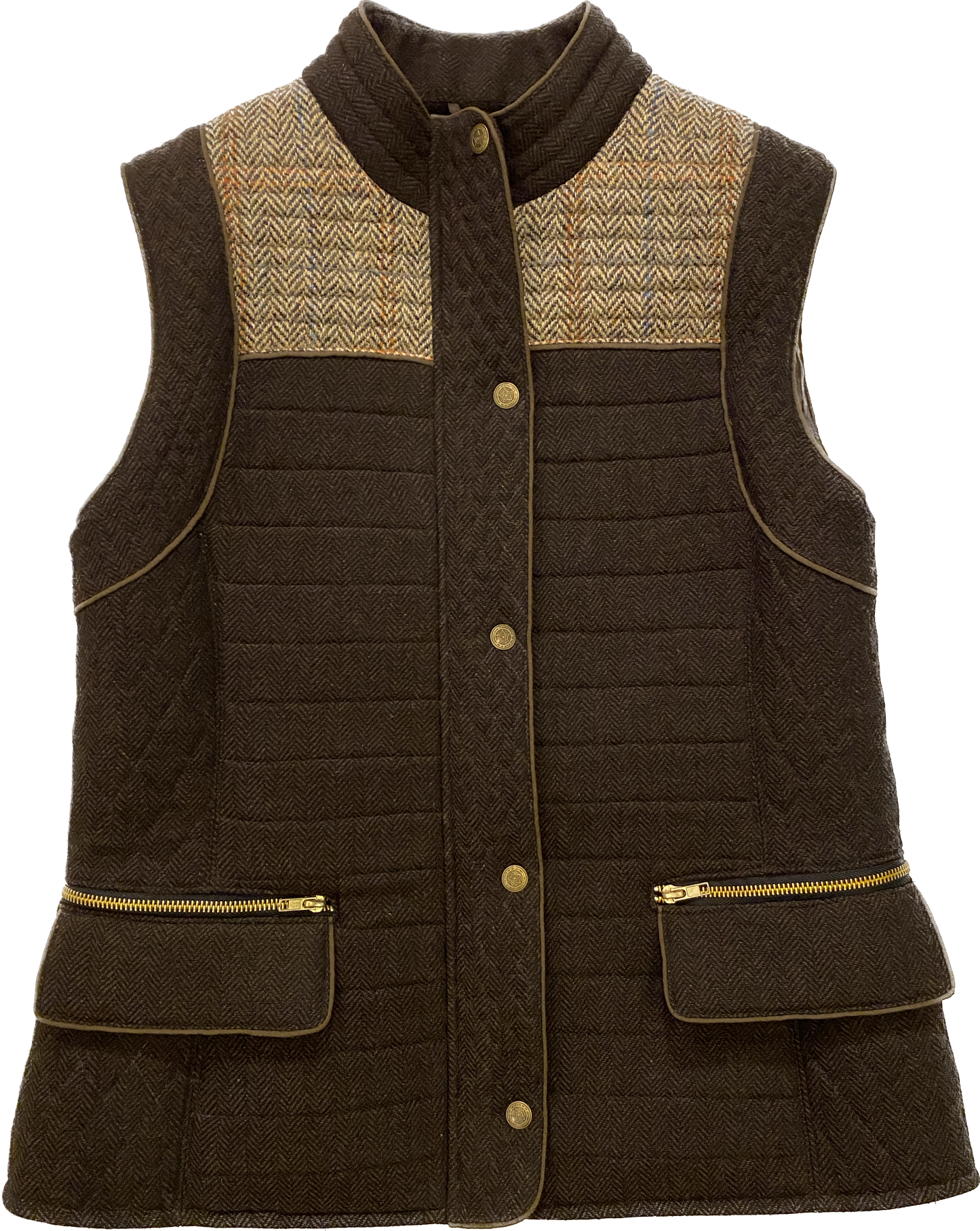 Sericea Vest with Brown Herringbone Harris Tweed